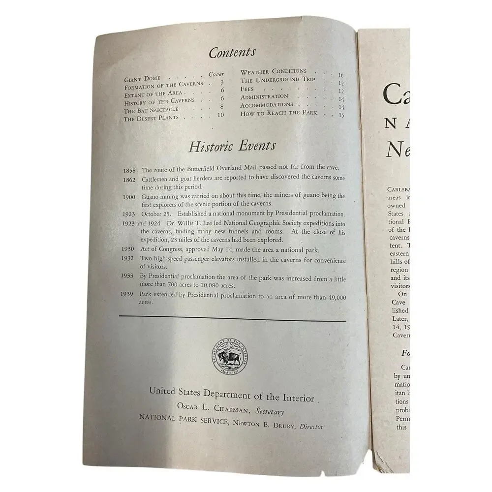 1950 Carlsbad Caverns National Park Booklet Souvenir New Mexico Queens Chamber‎